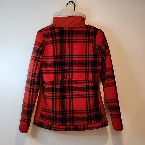 Columbia Women's Red Plaid Fleece Lined Jacket Coat Ladies Size Small NICE!! - Picture 10 of 13